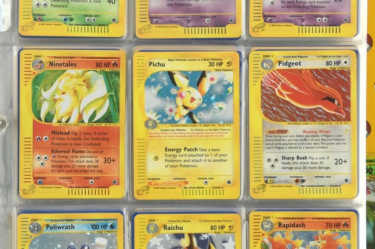 Binder page of e-Card era Pokémon cards from the Woking attic master sets Ewbank’s sold for £1.56 million