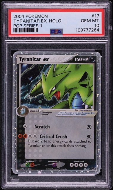 PSA 10 2004 Pok&eacute;mon POP Series 1 Holo Tyranitar ex, cert 109777264